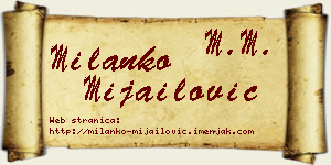 Milanko Mijailović vizit kartica